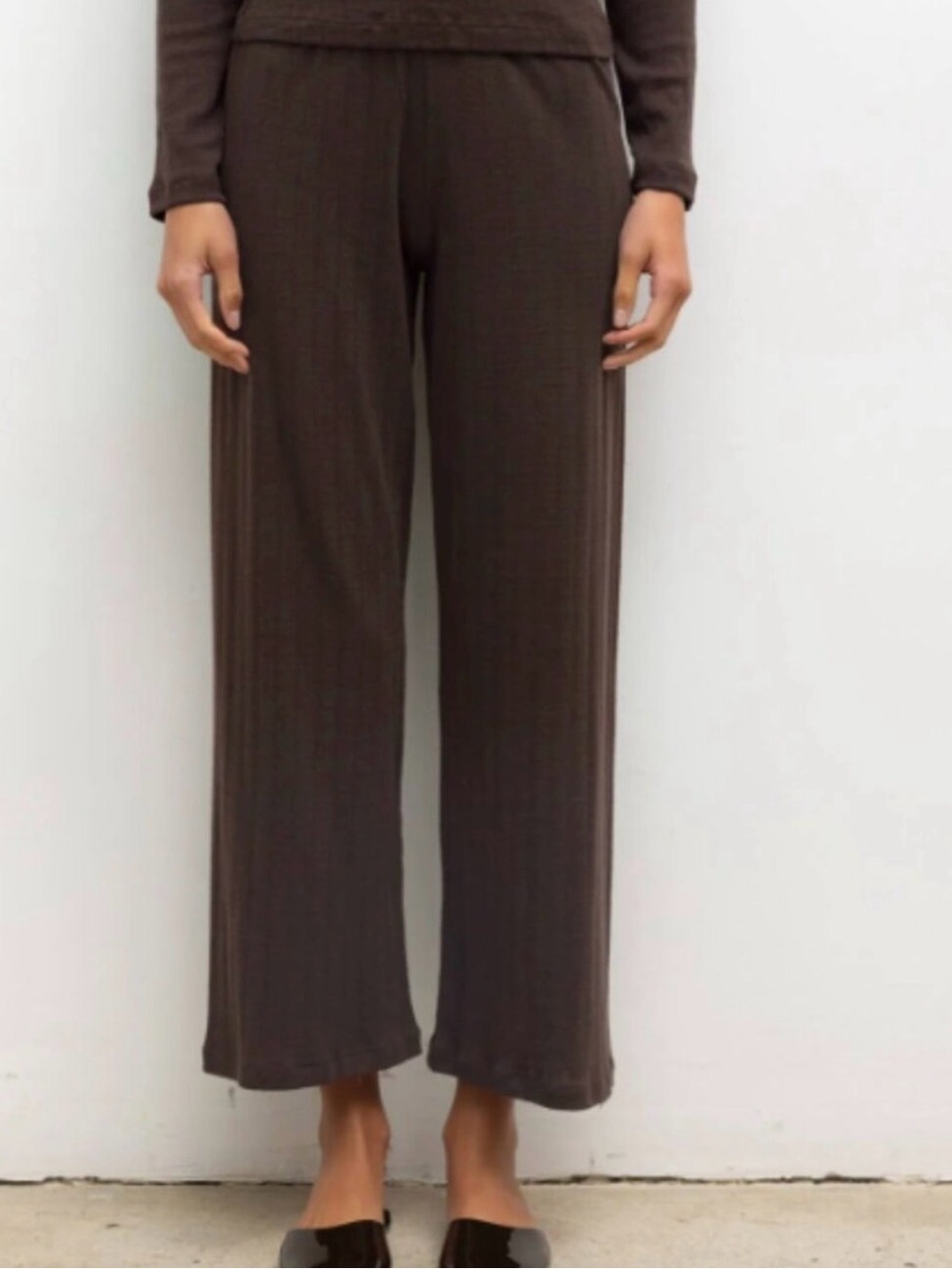 LESET pointelle wide leg crop